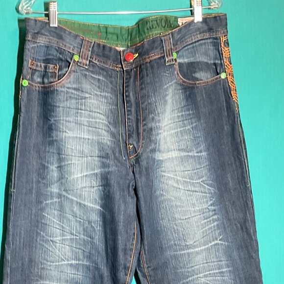 Y2K Massive Revolution Mens 36x34 Baggy Wide Grunge Skater Hip Hop Jeans - Picture 2 of 7